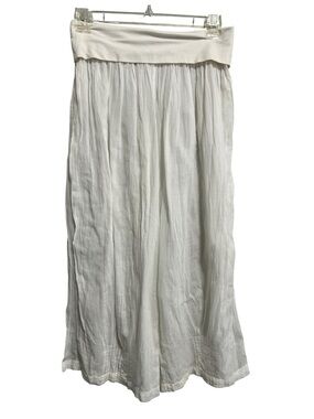 Solitaire Sheer White Cotton Swim Pants Wide Band Waist Size M